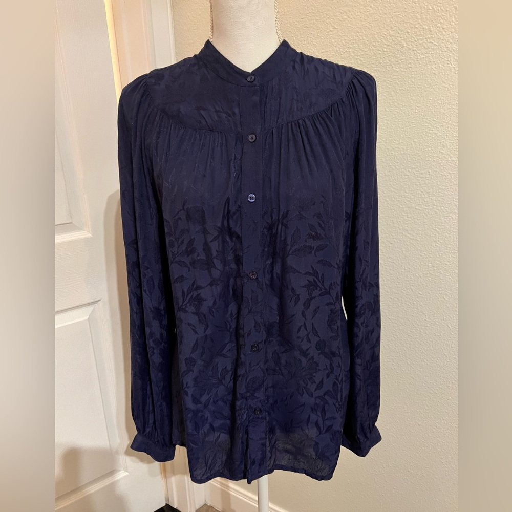 Lucky Brand Navy Floral-Jacquard Button Down Shirt
